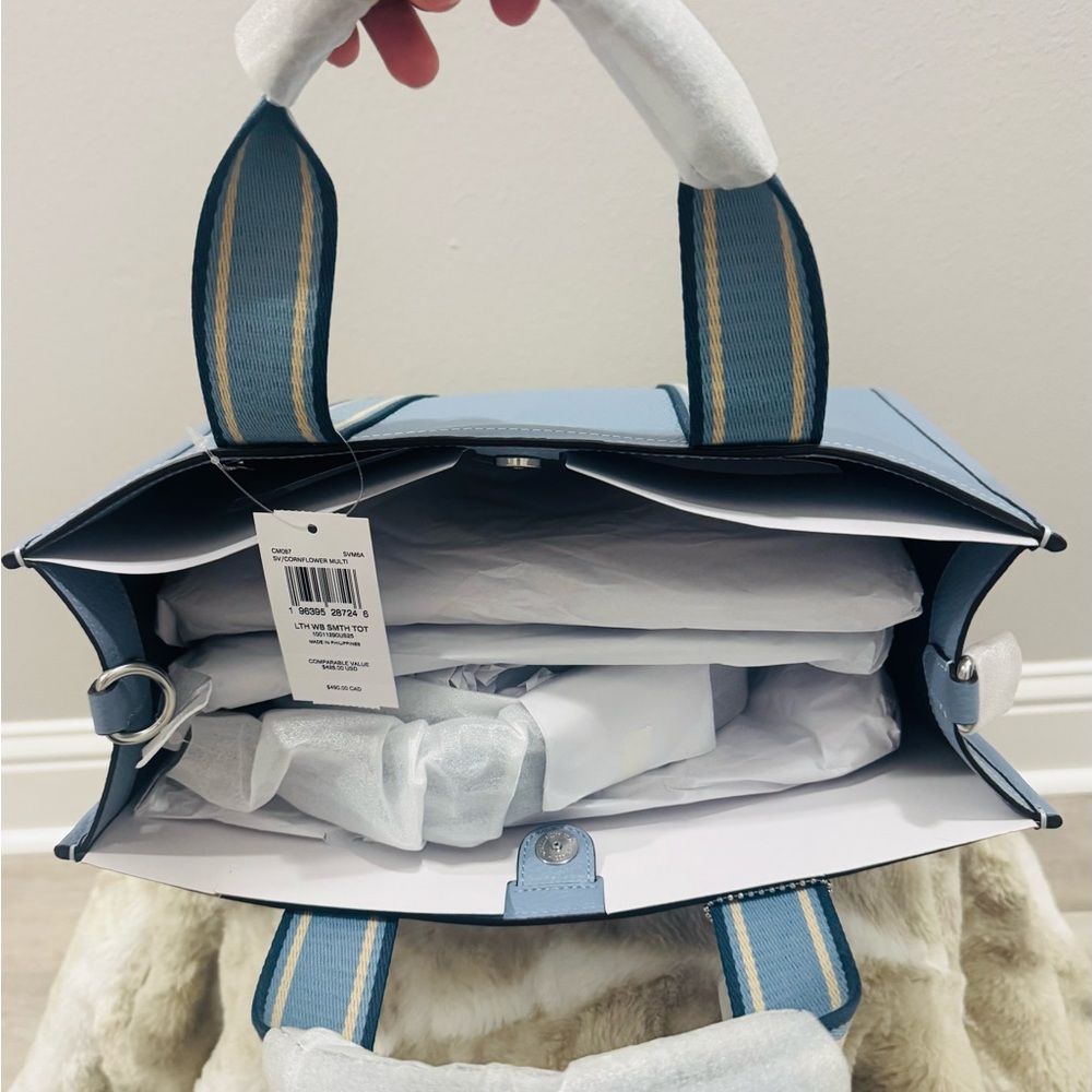 Coach Light Blue Tote with Logo Straps - Picture 3 of 4